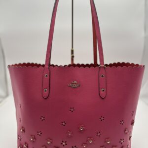 Coach Leather City Tote With Floral Accents