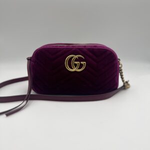 Gucci Marmont Chain Shoulder Bag Purple Velvet