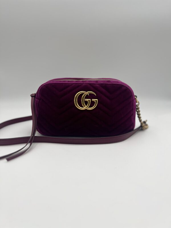 Gucci Marmont Chain Shoulder Bag Purple Velvet
