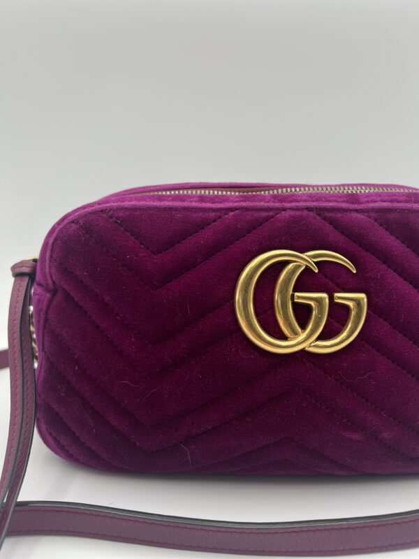 Gucci Marmont Chain Shoulder Bag Purple Velvet - Image 2