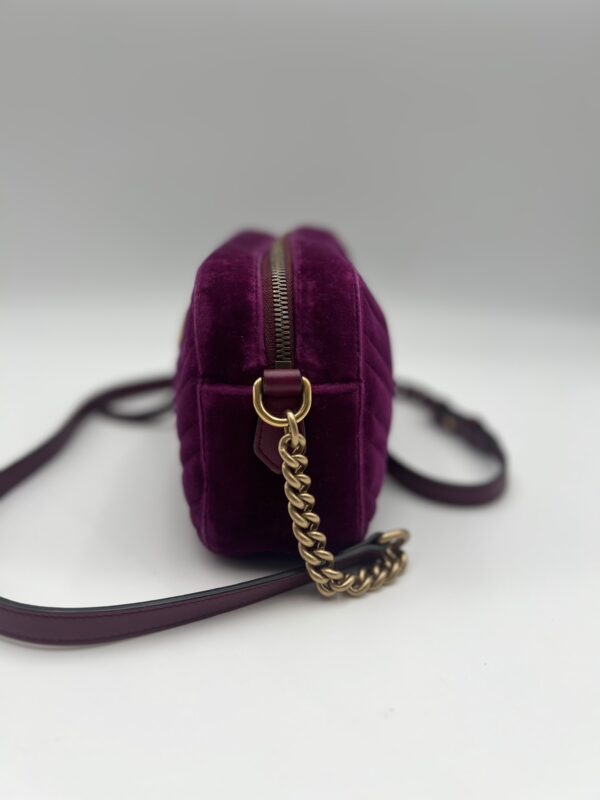 Gucci Marmont Chain Shoulder Bag Purple Velvet - Image 3
