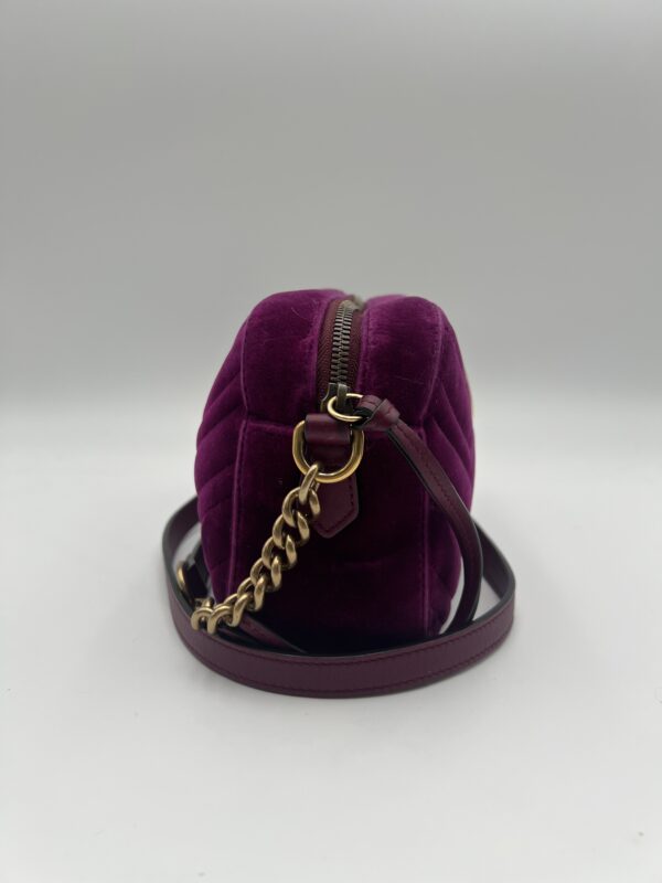 Gucci Marmont Chain Shoulder Bag Purple Velvet - Image 4
