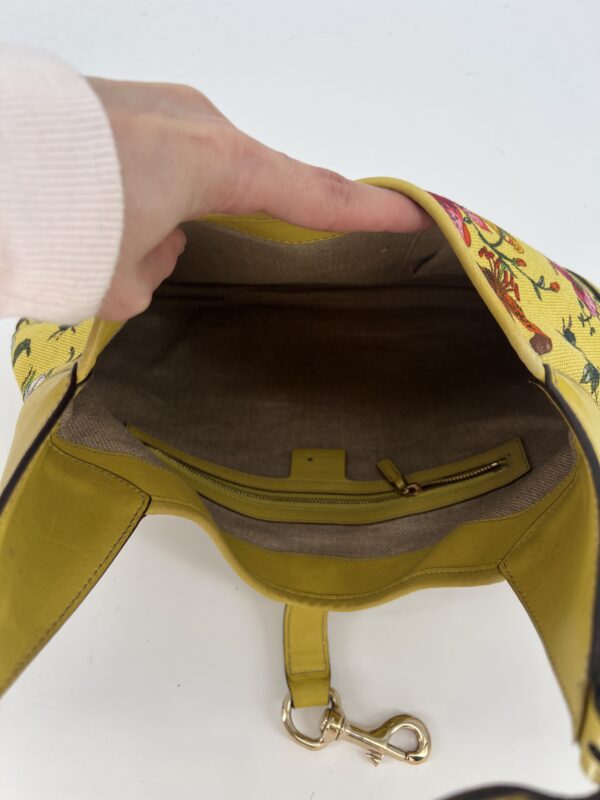 Gucci Yellow Jackie O Bouvier Botanical Floral Canvas Bag - Image 7
